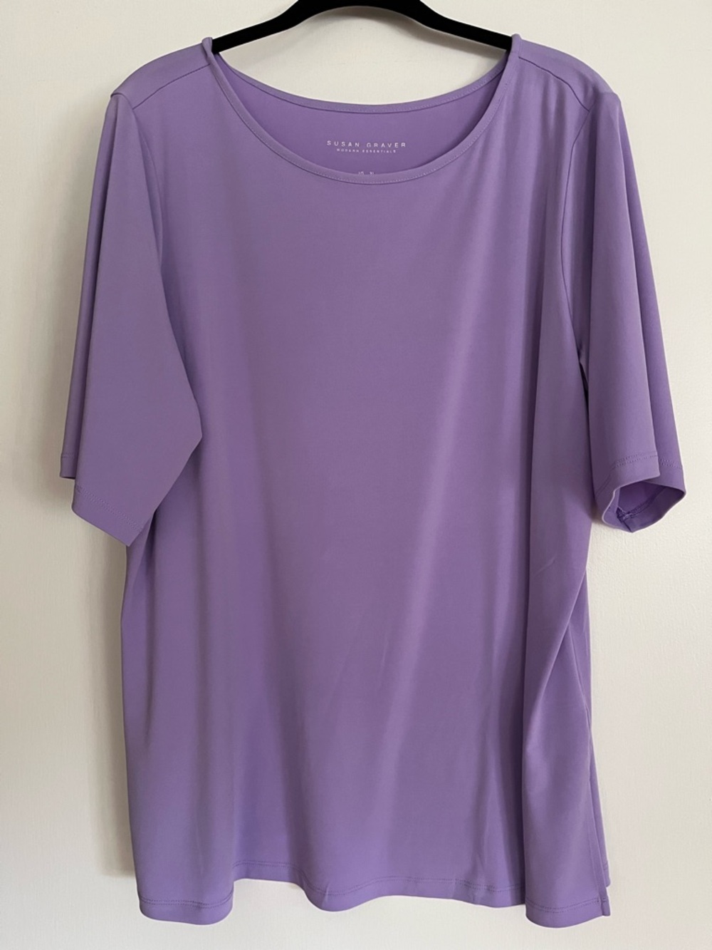Susan Graver Lavender Crewneck Short-Sleeve Knit Blouse
